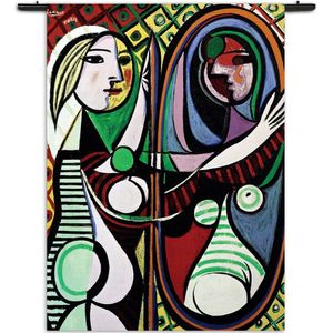 Mezo Wandkleed Picasso Meisje voor een spiegel 1932 Rechthoek Verticaal M (125 X 90 CM) - Wandkleden - Met roedes