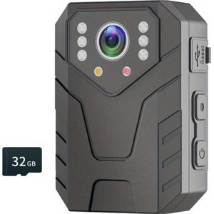 Nivard Bodycam - Politie - Chest Camera - Spy Camera - Spy Cam - Verborgen Camera - Spionage Camera - Action Camera - HD + 32GB Opslag