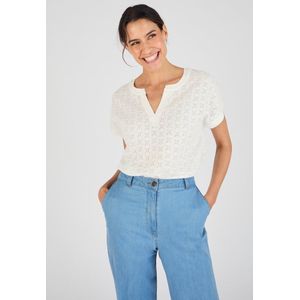 Damart - T-shirt van sierlijk jacquard tricot - Dames - Bruin - XXL