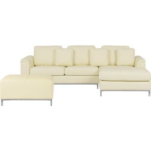 OSLO - Hoekbank met ottomaan - Crème - Linkerzijde - 270 cm - Leer