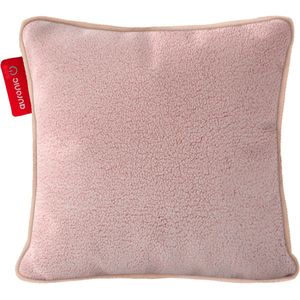 Auronic Warmtekussen - Sherpa Fleece - 45x45 - Draadloos - Oplaadbaar - Elektrisch kussen - Infrarood - Roze