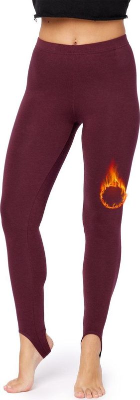 Bellivalini Dames thermische leggings gevoerd met voetlus voor winter warm apre ski BLV50-321, wijnrood, XXL