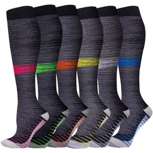 6-pack Interessante patronen koperen compressiekousen voor de bloedsomloop van vrouwen en mannen - beste ondersteuning voor hardlopen, verpleging en sport (S-M)