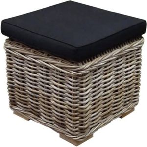 Nissah voetenbank 43x43xH43 cm naturel rotan - olefin black