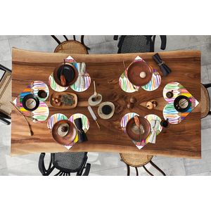 Onderleggers - Placemats - Placemats hartje - Kleurpotlood - Patronen - Regenboog - 6 stuks
