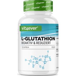 L-Glutathion - 120 capsules met 500 mg per capsule - Premium: gereduceerde & bioactieve glutathion uit fermentatie - hooggedoseerd - Veganistisch