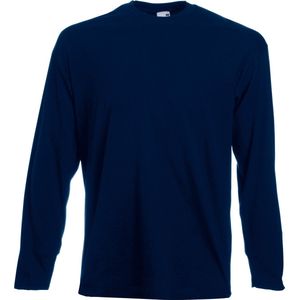 Fruit Of The Loom - Valuegewicht T-shirt - Donker Marine - Lange Mouwen