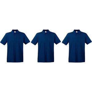 3-Pack Maat M - Donkerblauwe/navy poloshirts premium van katoen voor heren - katoen - 180 grams - polo t-shirts