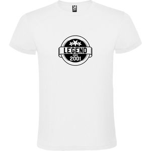 Wit T-Shirt met “Legend sinds 2001 “ Afbeelding Zwart Size XS