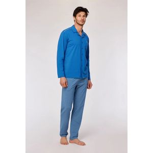 Woody pyjama heren doorknoop - donkerblauw - 252-10-MBT-Z/879 - maat XXL