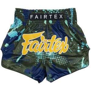 Fairtex Muay Thai Shorts - BS1954 Matrix - Groen / Blauw L
