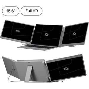 Screenmate® Flip 15,6” - Portable Monitor - Inclusief Beschermhoes - Draagbaar Beeldscherm - Draagbare Monitor - Full HD - IPS - Grijs