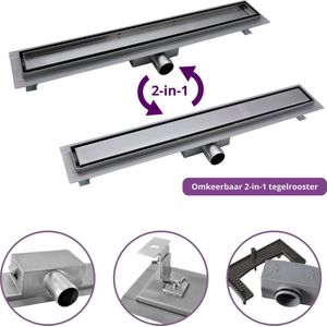 CityLine douchegoot - RVS - 60cm - Zijuitloop - Omkeerbaar Tegelrooster - Basic