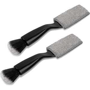 Dubbele kop auto interieur reinigingsborstel 2 in 1 - 2 stuks zwart