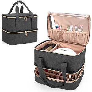 Cosmetica Koffer - Opbergtas - Make-up Koffer met Verstelbare Vakken – Visagie Koffer – Cosmetica Organizer – Kapperskoffer - Pedicure Koffer – Mobiele Koffer voor Kappers - Nagellak Organizer - Grijs