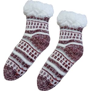 Sorprese Huissokken - Homesocks - Maat 36-40 - Rood - Anti-Slip - Fluffy - Sokken - Variant 3 - Cadeau