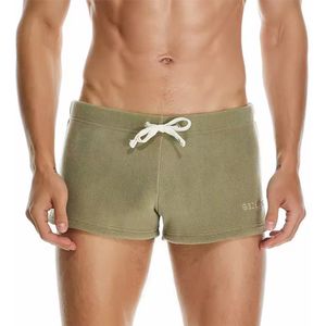 Korte Fleece Short Heren - Onderbroek - Ondergoed - Sexy - Badstof - Groen