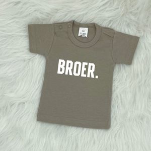 T-shirt korte mouw - BROER. - Beige - Maat 80 - Dreumes - Peuter - Ik word grote broer - Big brother - Baby aankondiging - Zwanger - Geboorte