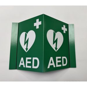 AED bord wigvormig (zelfklevend) 15x20 cm gerecycled kunststof