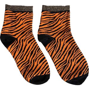 Glittersokken Zebra - Oranje