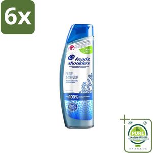 Head & Shoulders - Anti-Roos Shampoo - Pure Intense - Hoofdhuid Detox - 250 ml - Voordeelverpakking - 6 stuks - Anti-Roos Shampoo - Hoofdhuid detox