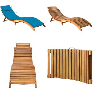 vidaXL Ligbed met kussen massief acaciahout - Ligbed - Ligstoel - Ligbedden - Ligstoelen