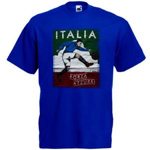 retro T-shirt Italië voetbal 'Forza Azzurri' maat M
