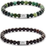 Mats Meier - Grand Combin Kralen - Armband - Zwart en Groen - 88 mm