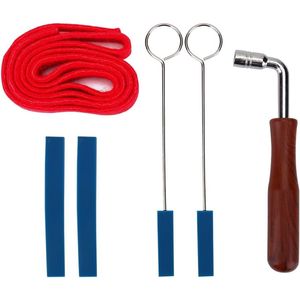 Professionele Pianostemset - 6 stuks - 1xPianostemhamer, 2xLange Dempers, 2xKorte Mutes met Handvat, 1xTemperamentstrip - Piano Tuner Gereedschap - Professionele Metalen Rubber Tuning Mute Kit