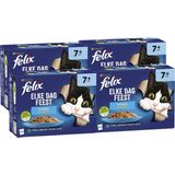 Felix Elke Dag Feest 7+ Senior Vis Selectie - Kattenvoer Natvoer - Tonijn Zalm Sardines & Forel - 48 x 85 g