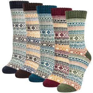 Huissokken - Wintersokken - Gepolsterde Zool En Atmungsactief Materiaal - 5 Paar - Unisex Voor Koud Weer En Binnenhuis Gebruik