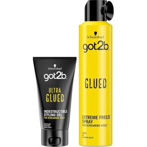 Schwarzkopf got2b Freeze Spray & Ultra Glued Invincible Styling Gel 2 Pack