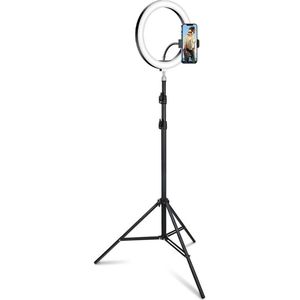 Blyx Selfie Ring Light - Verstelbaar Statief - LED Dimbaar - 160x30cm - Zwart