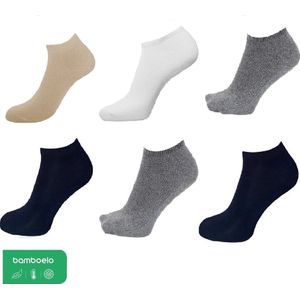 Bamboe Sneaker Sokken, Dames en Heren, Zakelijk en Dagelijks Leven, 6 paar, Gemengde Kleuren, Kort Sokken, Antibacterieel, 43-46