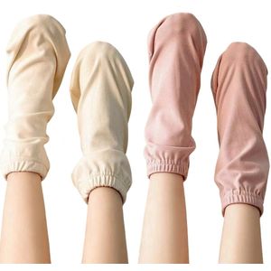 2 paar - zachte spa sokken voor dames - home slaapsokken -herbruikbare - slaapsokken die helpen bij droge voeten, eelt en dode huidcellen - wit en roze