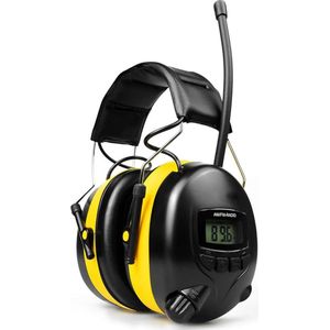 White-Label® Oorkappen met Radio voor Volwassenen - Gehoorbescherming Kinderen - Zwart met Geel