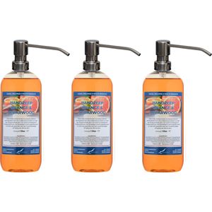 Handzeep Sweet Orange & Cedarwood 1 liter - set van 3 stuks - met gratis RVS zilverkleurige pomp - Voordeelverpakking