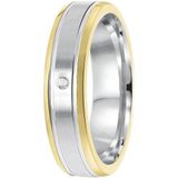 Lucardi - Vriendschapsring Sofia - Zirkonia - Echt Zilver - Zilver en Goudkleurig