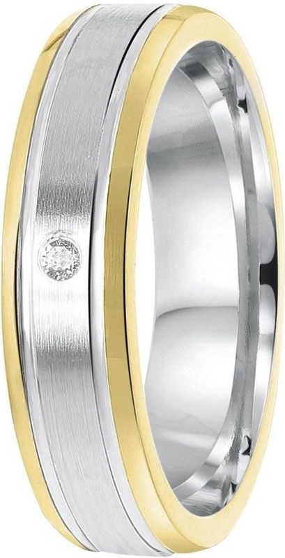 Lucardi - Vriendschapsring Sofia - Zirkonia - Echt Zilver - Zilver en Goudkleurig