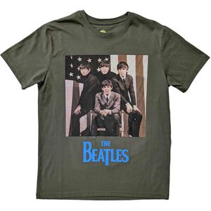 The Beatles - US Flag Photo Heren T-shirt - XL - Groen
