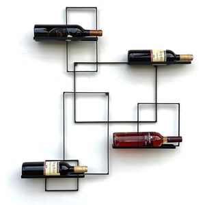 Wijnrek metaal zwart - flessenstandaard voor aan de wand - Black Line - flessenrek - flessenhouder