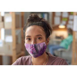 Mondkapje roze met vlinder print wasbaar