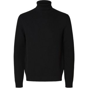 Selected Homme - SLHDANE LS KNIT STRUCTURE ROLL NECK - Heren Trui - Zwart - Regular Fit