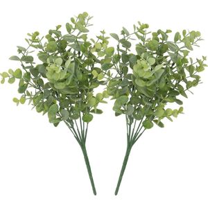DK Design Kunstbloem Eucalyptus tak - 2x - 33 cm - groen - bundel/bosje - Kunst zijdebloemen