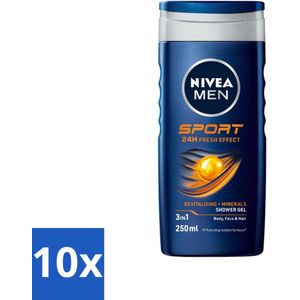 Nivea - Men - Sport Douchegel - Body, Face & Hair - 250 ml - Bulkverpakking - 10 stuks
