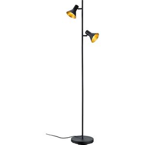 LED Vloerlamp - Torna Nana - E14 Fitting - 2-lichts - Rond - Mat Zwart - Aluminium