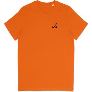 T Shirt Heren - Hockey Logo Print - Korte Mouw - Oranje - Maat XXL