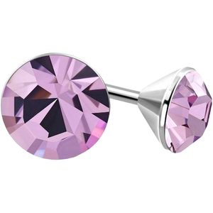 Aramat jewels ® - Ronde zweerknopjes licht paars lila kristal staal 3mm