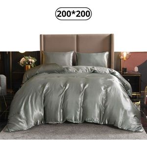 Nivard Satijnen Dekbedovertrek - Fleece Dekbedovertrek - Pluche - Dekbed - Deken - Inclusief Kussenslopen - Grijs 200x200cm