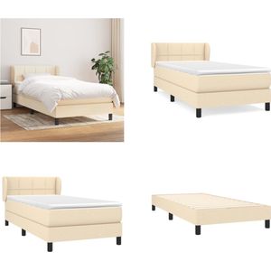 vidaXL Boxspring met matras stof crèmekleurig 90x190 cm - Boxspring - Boxsprings - Bed - Slaapmeubel